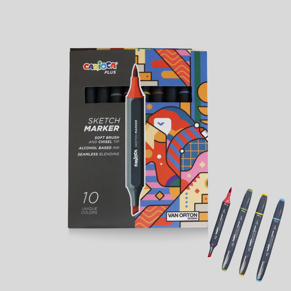 Marcador Carioca plus sketch | 2 pontas | 10 cores