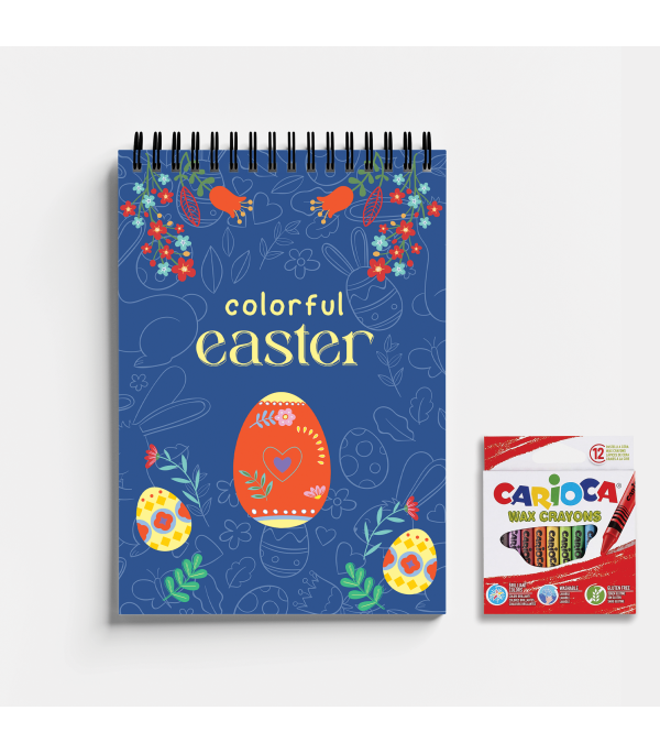 Colorful Easter Blue Book A5 + wax crayon