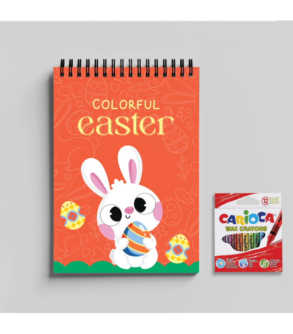 Colorful Easter Orange Book A5 + wax crayon